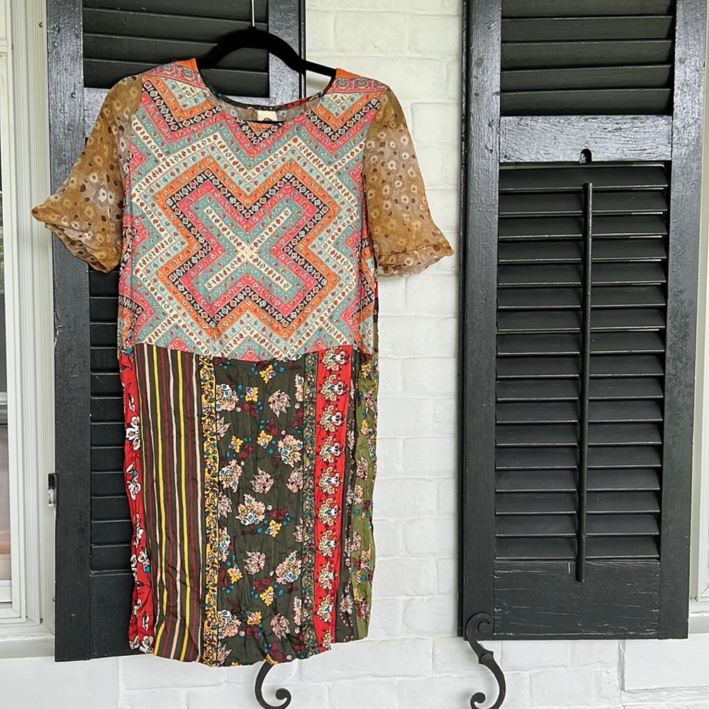 Anthropologie fitted floral mini dress